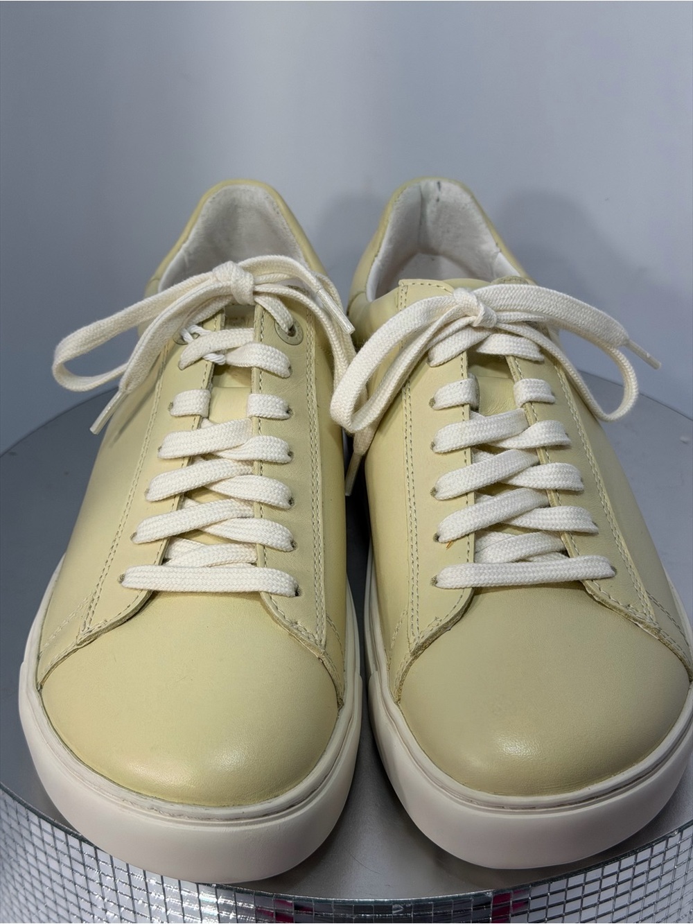 Birkenstock Women's Pale Yellow Leather Lace-Up Sneakers size 7 new w tags